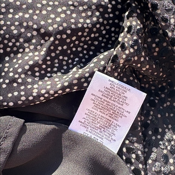 Express Black White Velvet Detail Blouse Small | Sheer Long Sleeve Party Top - Picture 7 of 7